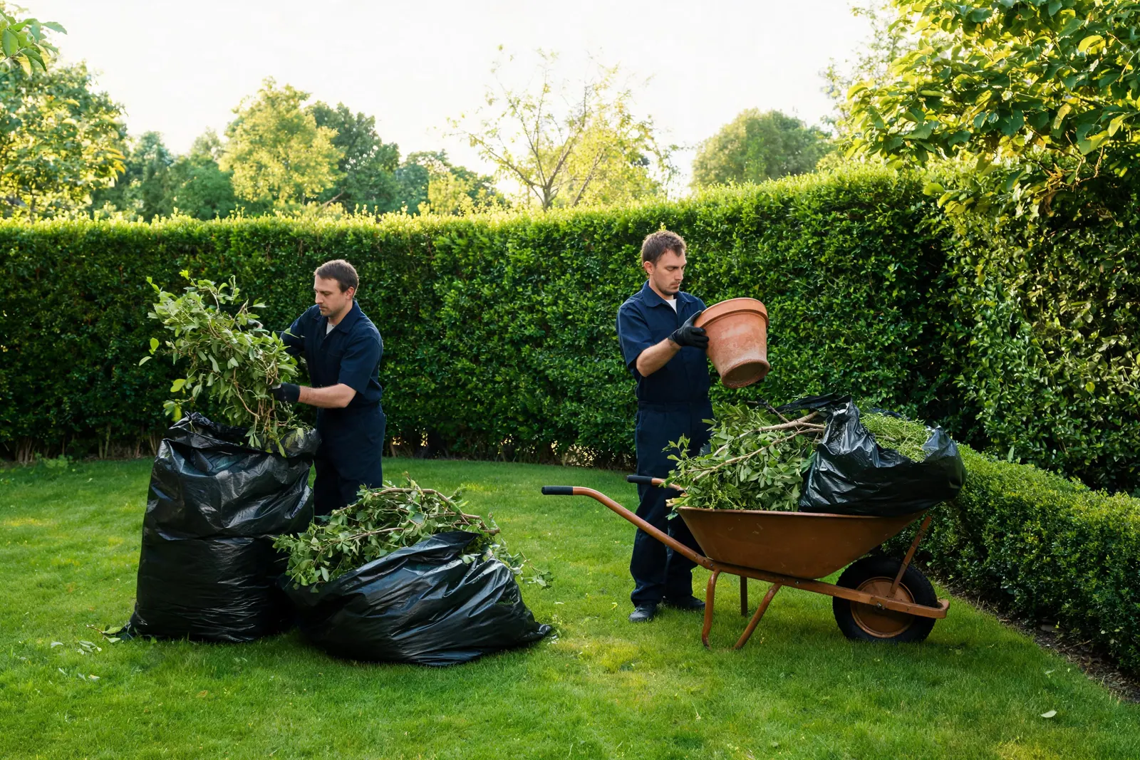 Garden & green waste in Auderghem, Brussels — a crew loading a van outside a local home