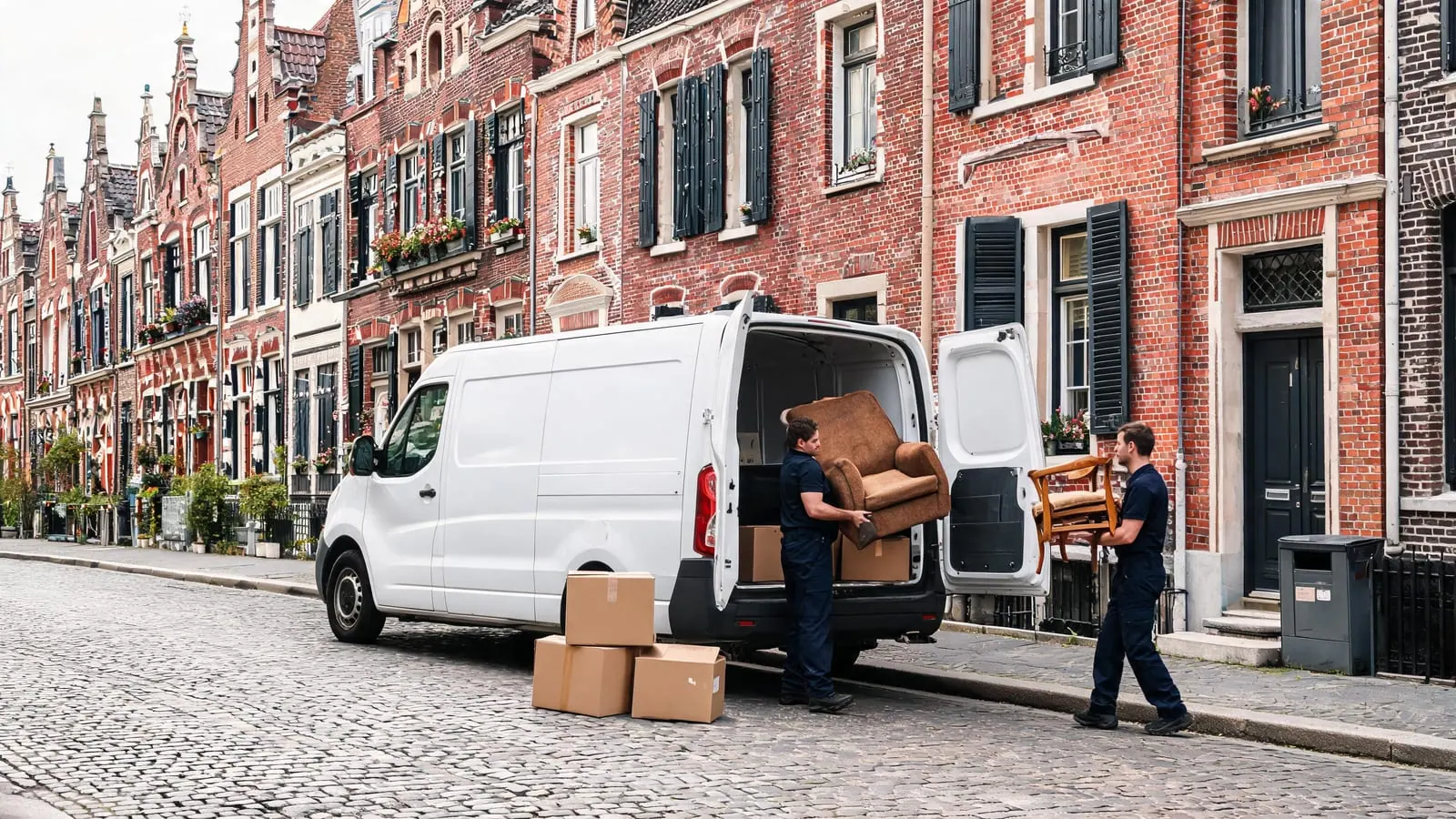 The Junk Removal Brussels van and crew on a Brussels street