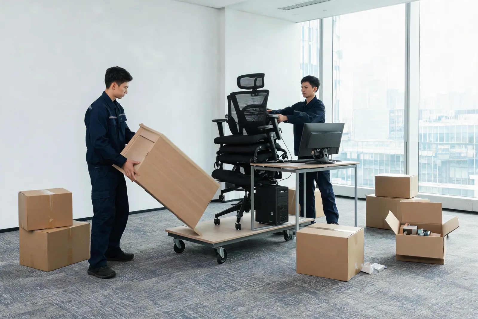 Office clearance in Brussels — desks, chairs and old IT removed